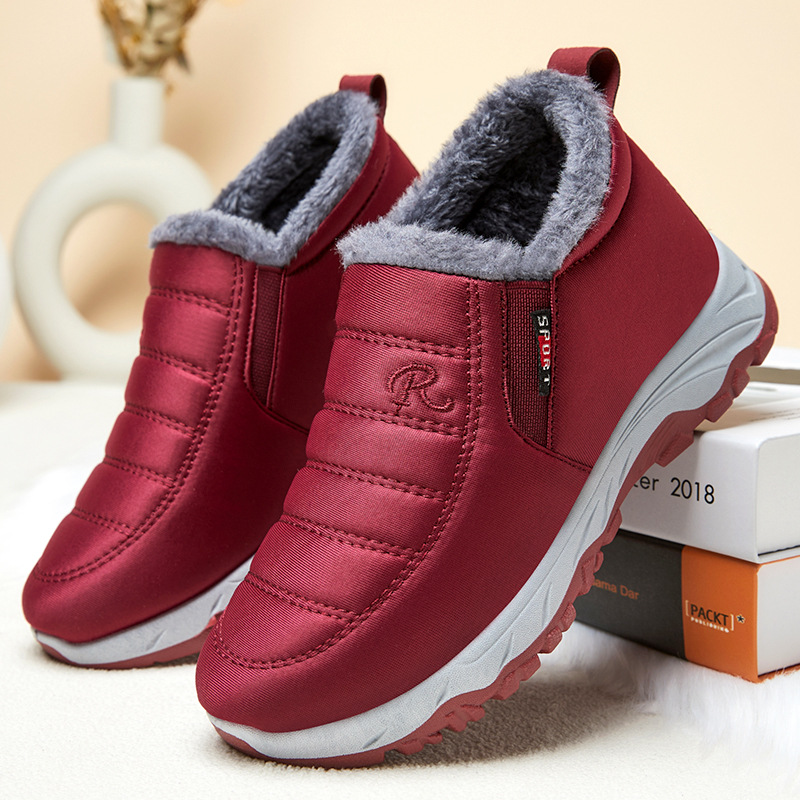 New women's walking shoes with plush and thick snow boots